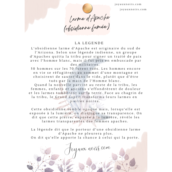 Obsidienne Fumee a l'unite - Larme d'apache  - USA