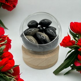 Lingam Obsidienne Dorée