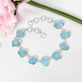 Bracelet Aigue-marine Brute - Qualité AAA