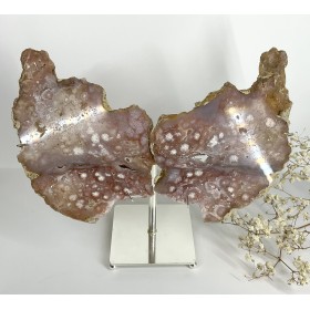 Ailes de papillon améthyste rose sur support